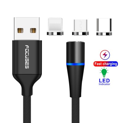 3 In 1 Usb Magnetic 3A 5A Data Cable Quickcharge 2 In 1 For Iphone Magnet Charger Cable For Lightning Cable Magnetic Ladekabel